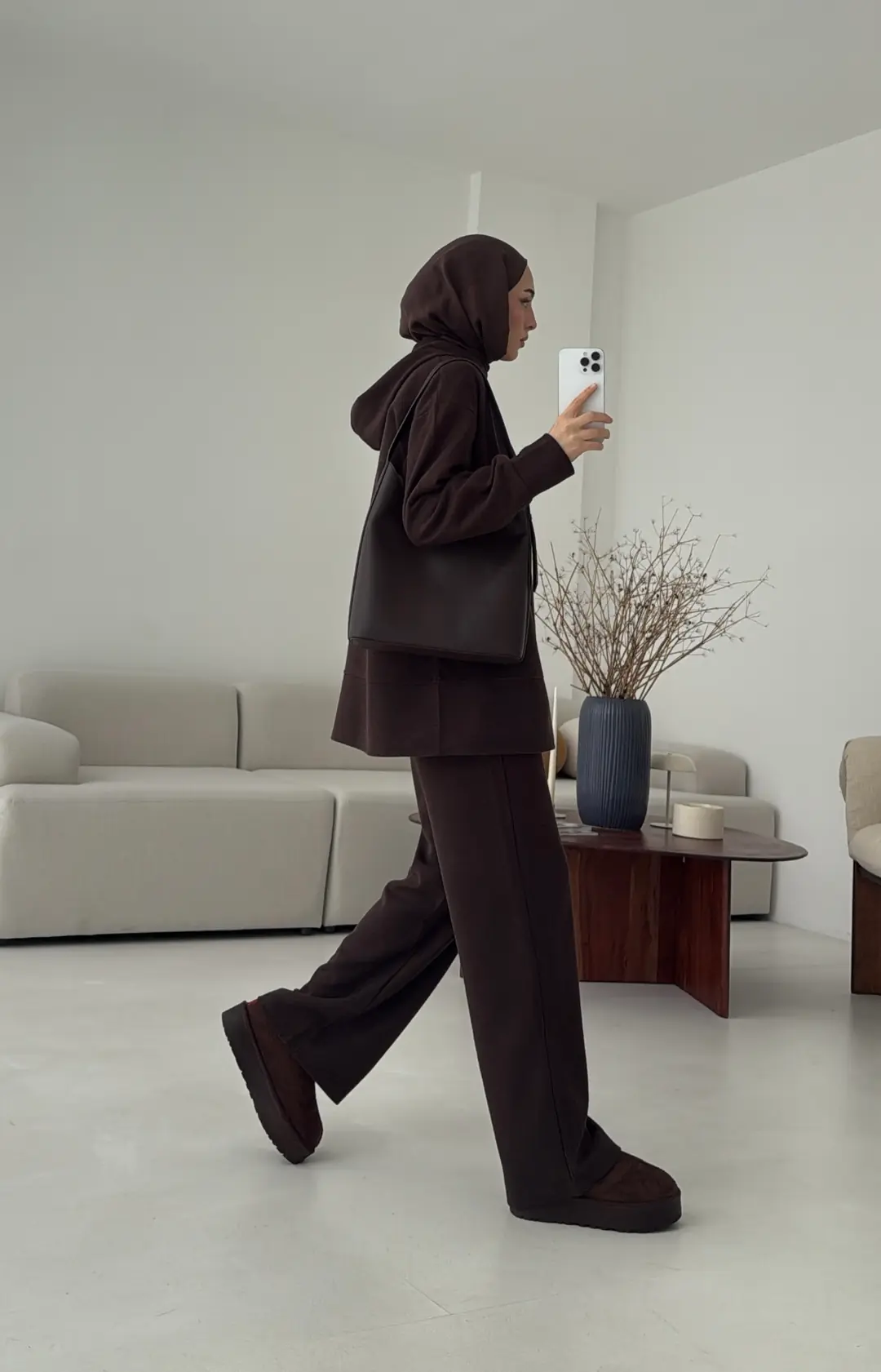 Örme Fermuarlı Takım Kahve - Görsel 3