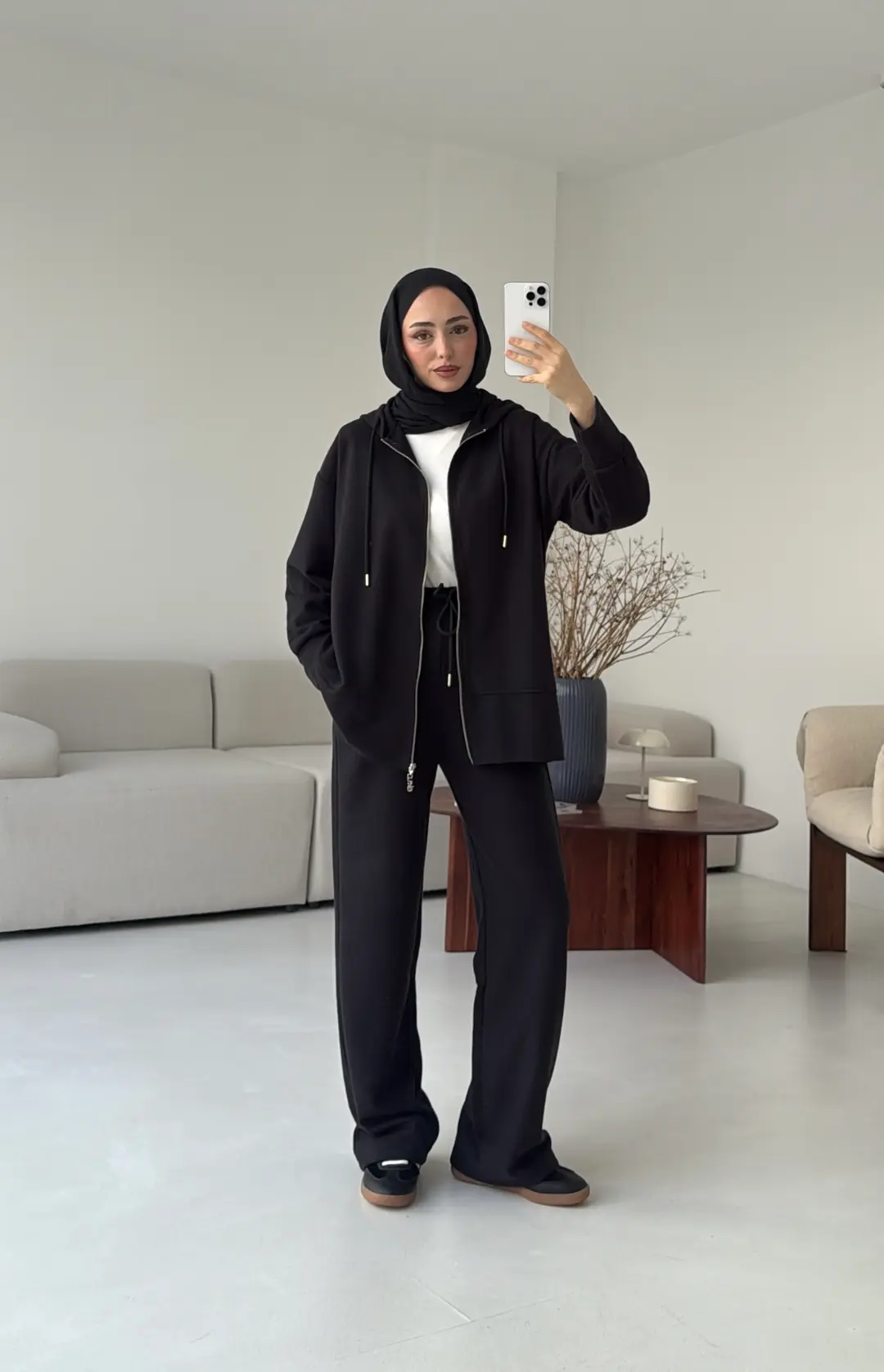 Örme Fermuarlı Takım Siyah - Görsel 10