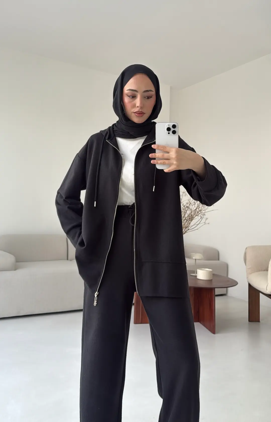 Örme Fermuarlı Takım Siyah - Görsel 2