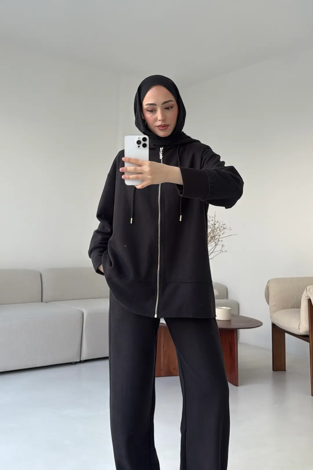 Örme Fermuarlı Takım Siyah - Görsel 4