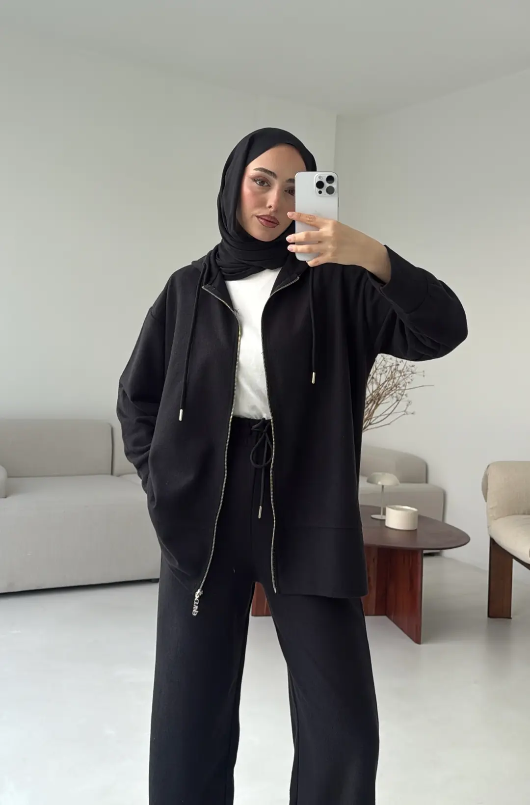 Örme Fermuarlı Takım Siyah - Görsel 5