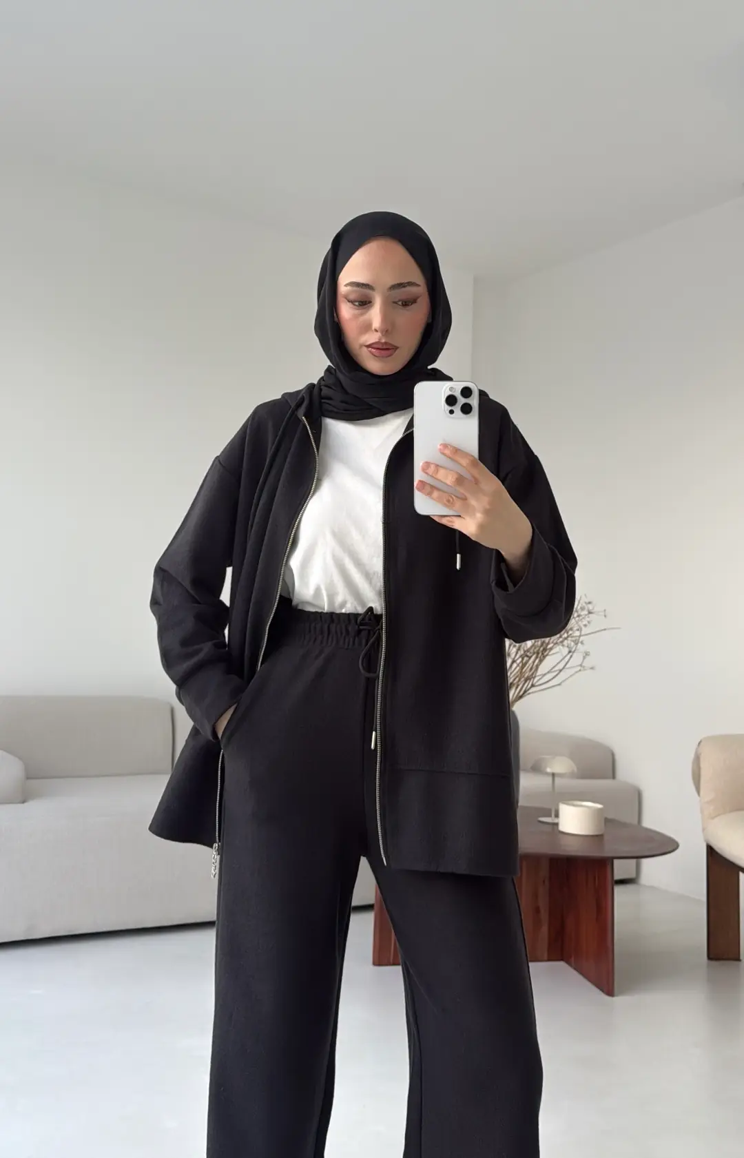 Örme Fermuarlı Takım Siyah - Görsel 7