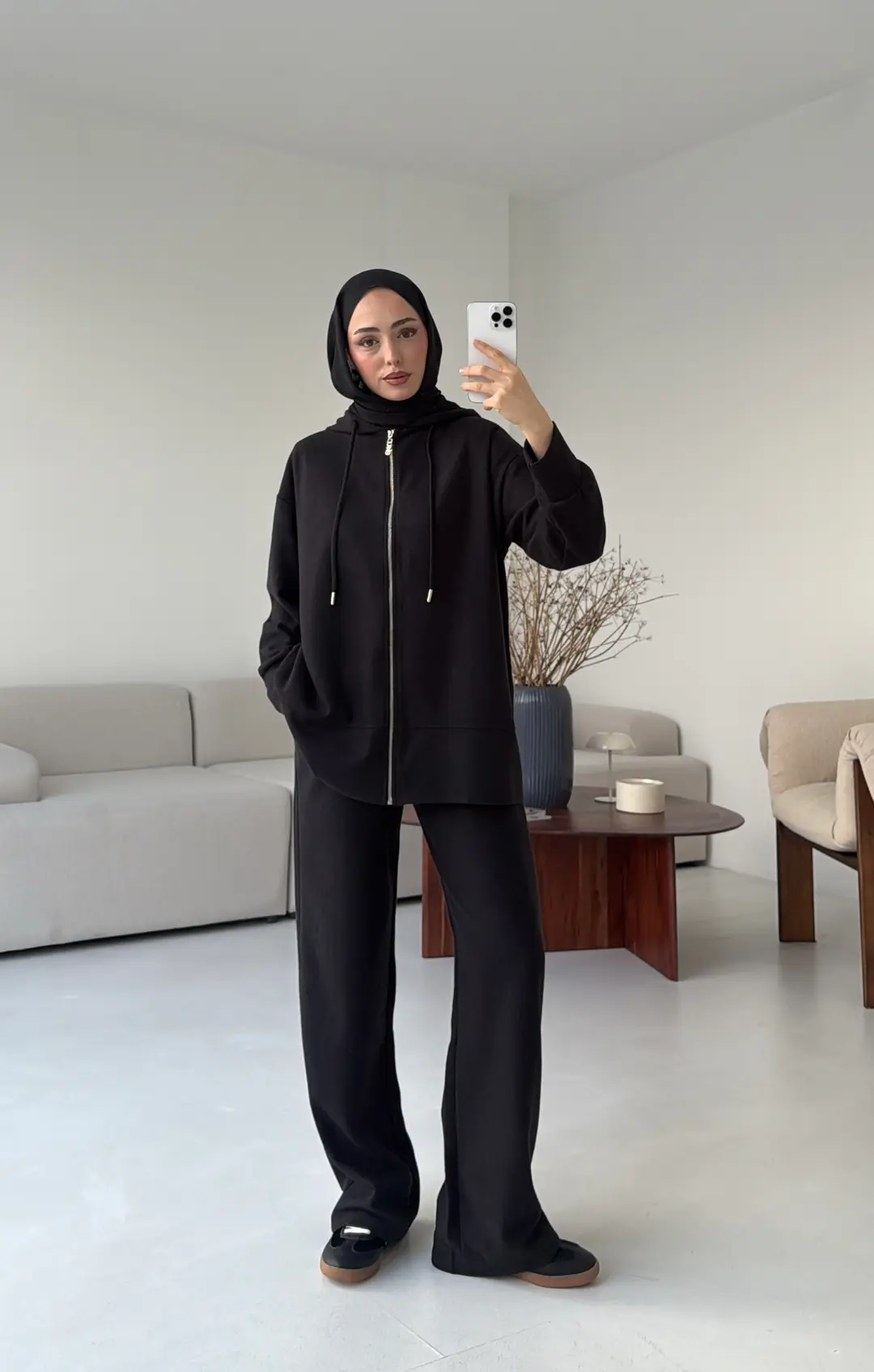 Örme Fermuarlı Takım Siyah - Görsel 9