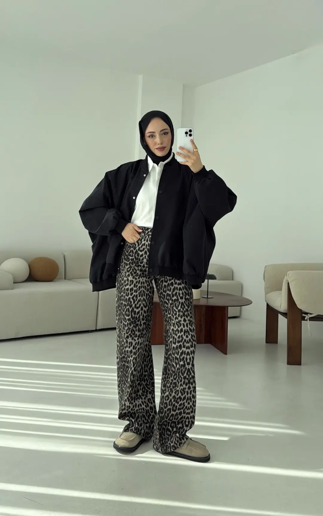 Overize Asimetrik Kesim Bomber Ceket Siyah - Görsel 4