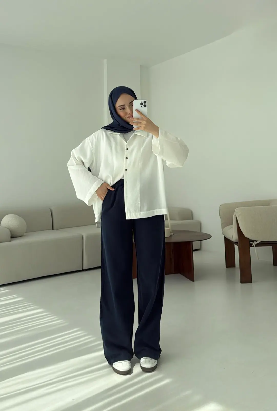 Oversize Gömlek Beyaz - Görsel 7