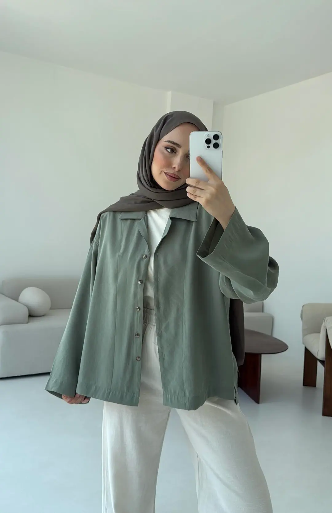 Oversize Gömlek Cagla Yeşili - Görsel 2