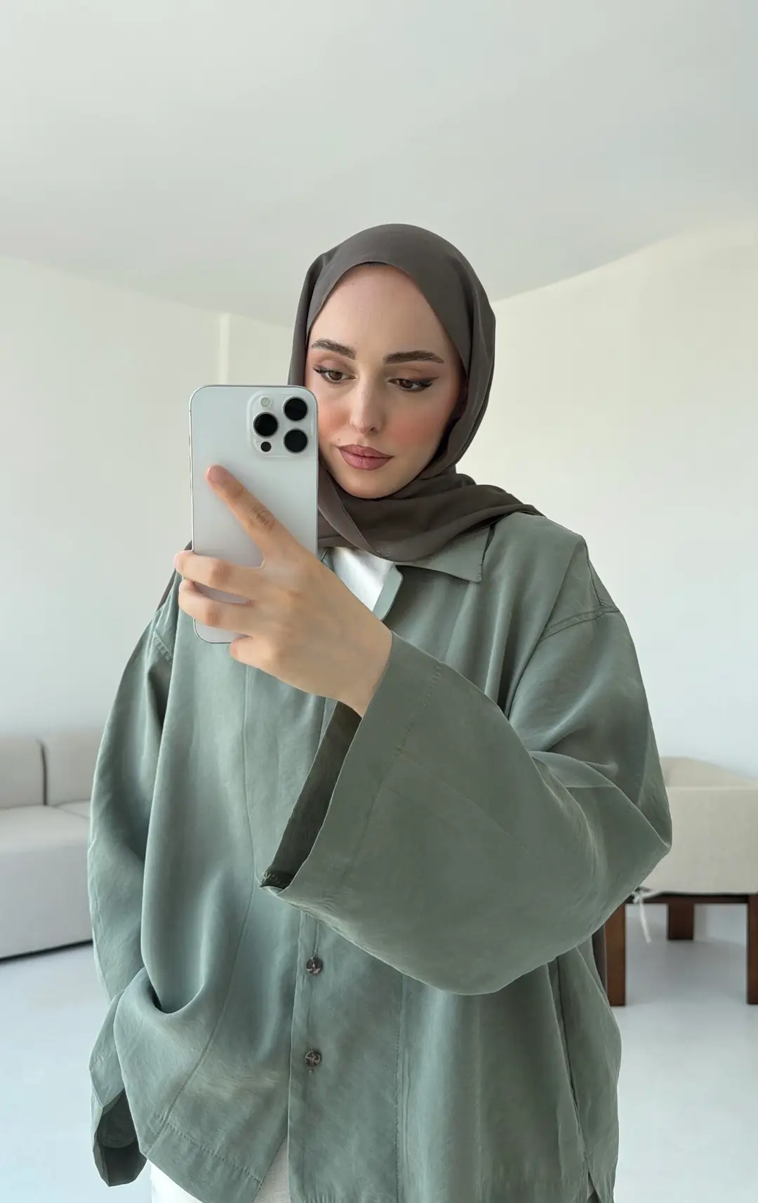 Oversize Gömlek Cagla Yeşili - Görsel 5