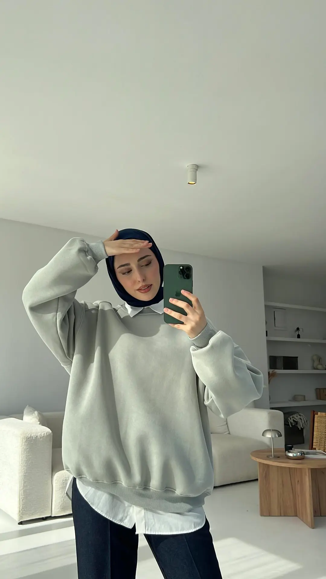 Oversize Gri Sweatshırt - Görsel 3