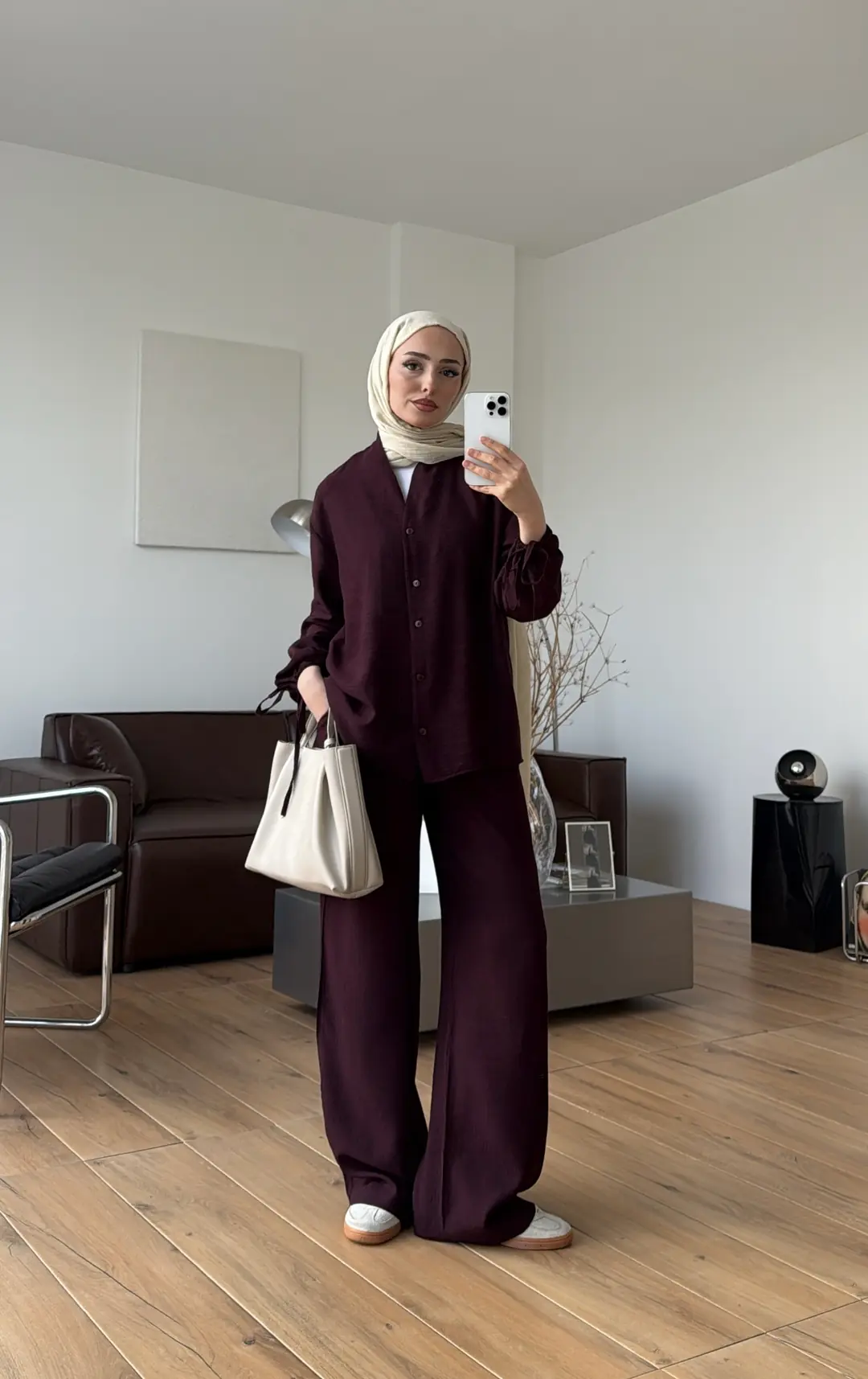 Oversize Kol Bagcıklı Takım Mürdüm