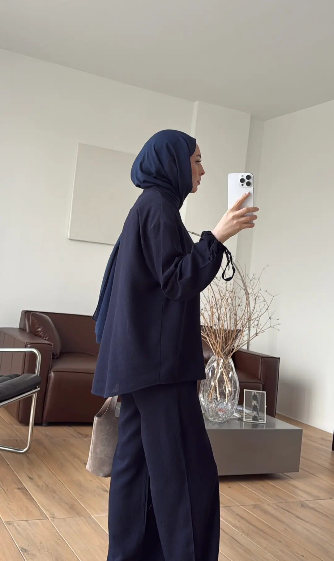 Oversize Kol Bagcıklı Takım Lacivert - Görsel 3