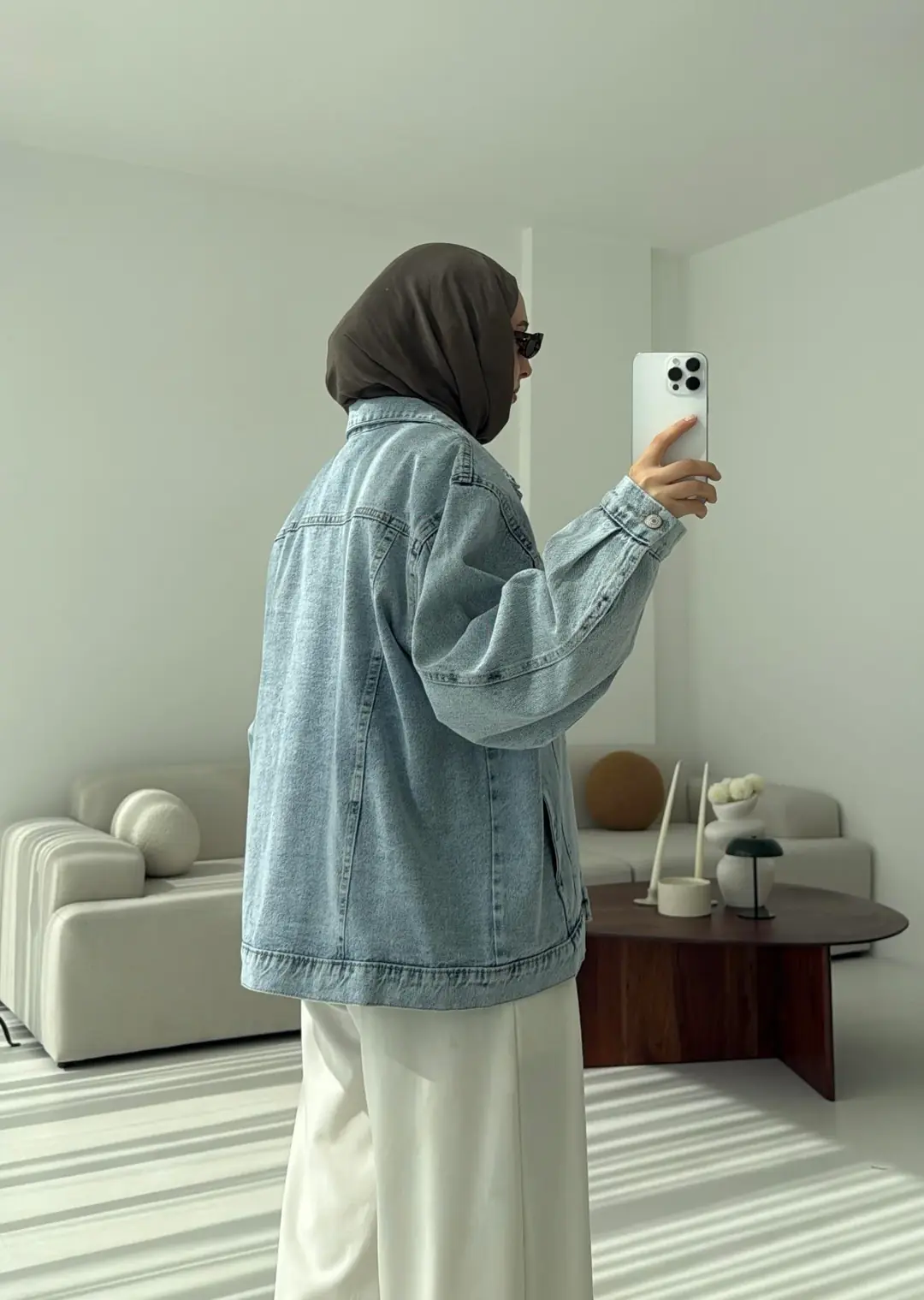 Oversize Mavi Denim Ceket - Görsel 2