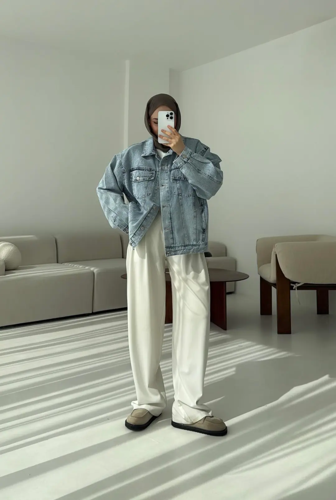 Oversize Mavi Denim Ceket - Görsel 4