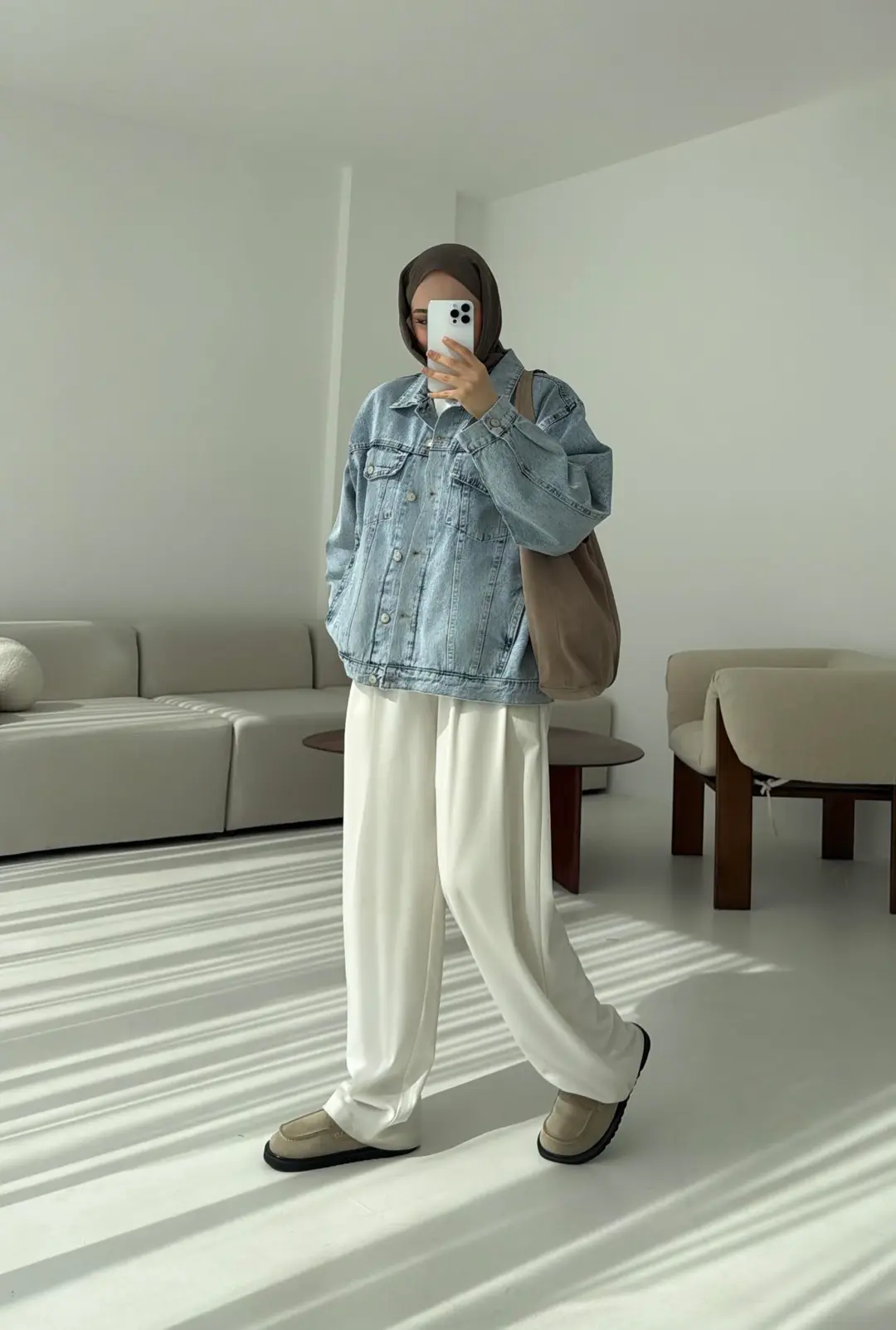 Oversize Mavi Denim Ceket - Görsel 7