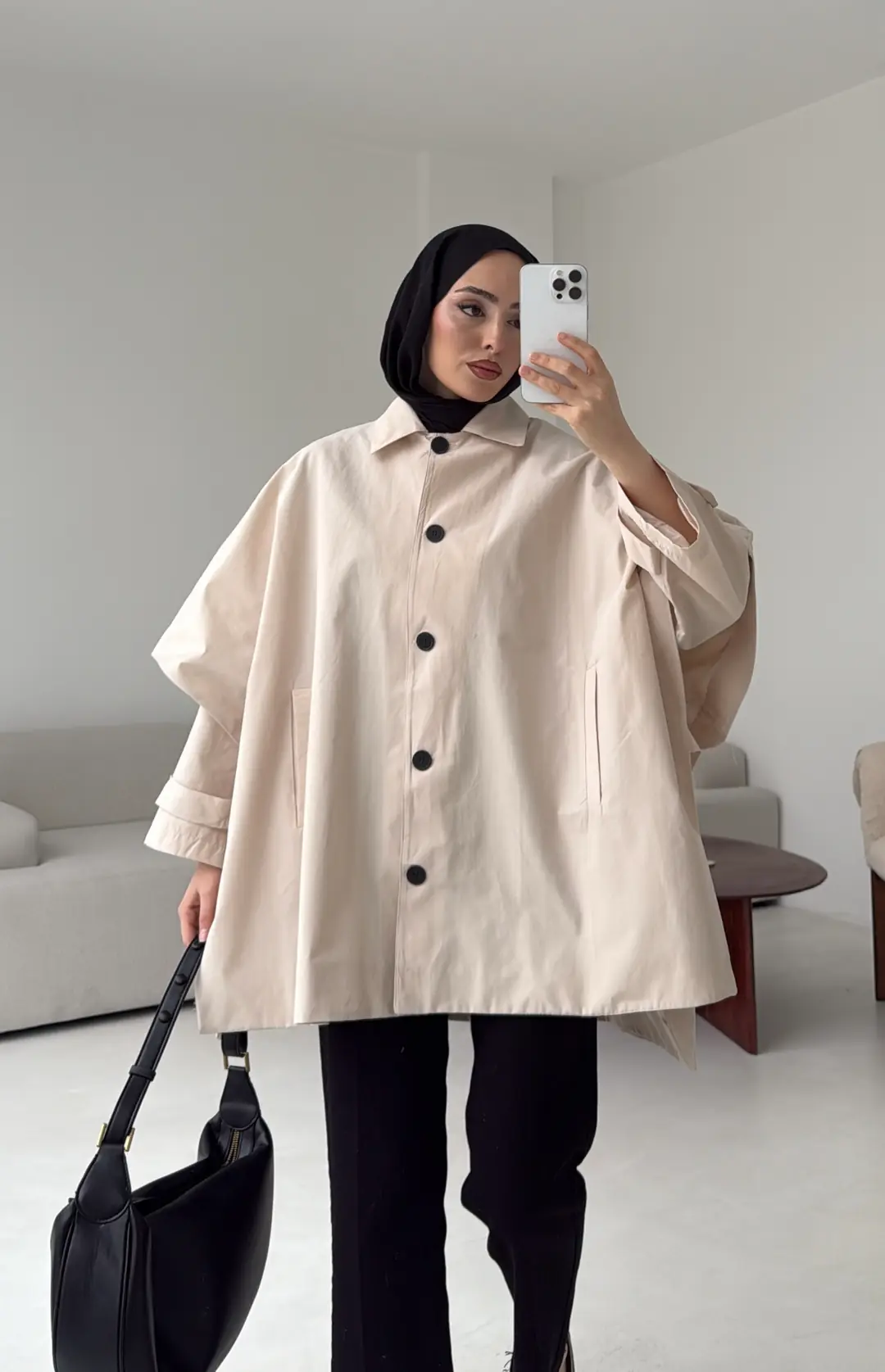 Oversize Panço/Trenç Bej - Görsel 2