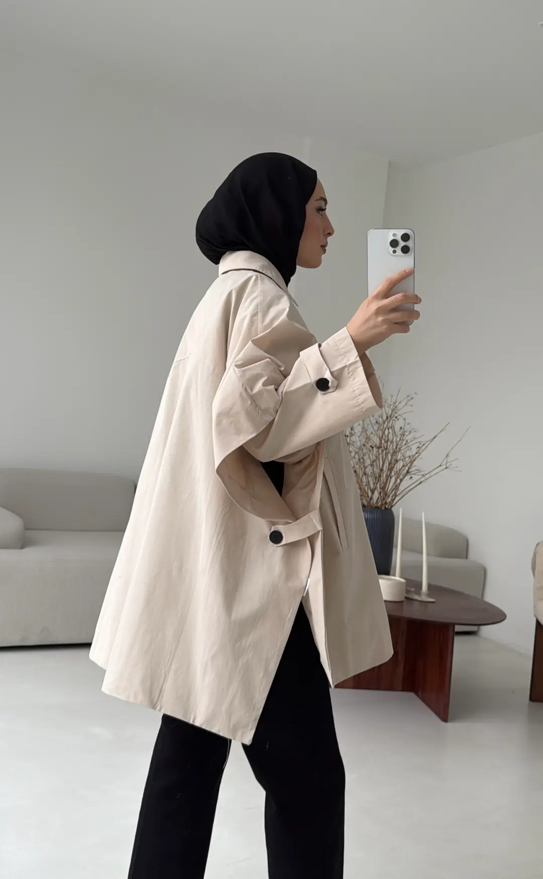 Oversize Panço/Trenç Bej - Görsel 6