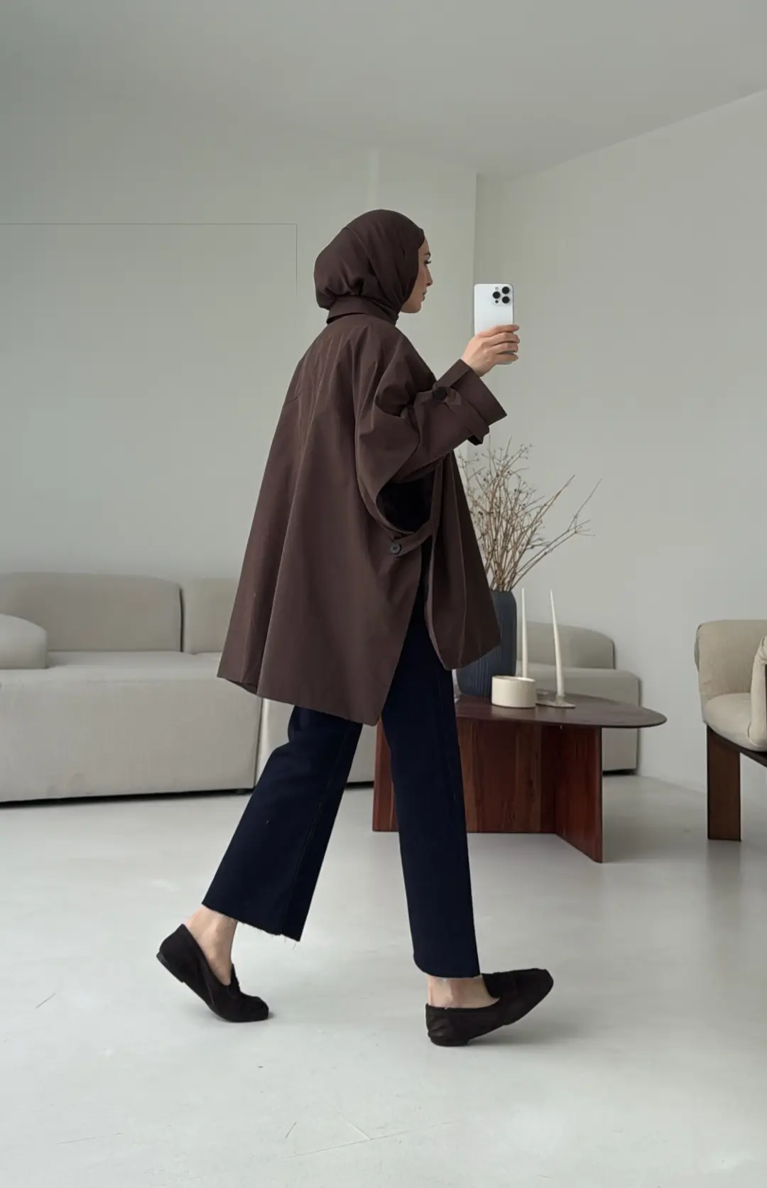 Oversize Panço/Trenç Kahve - Görsel 4