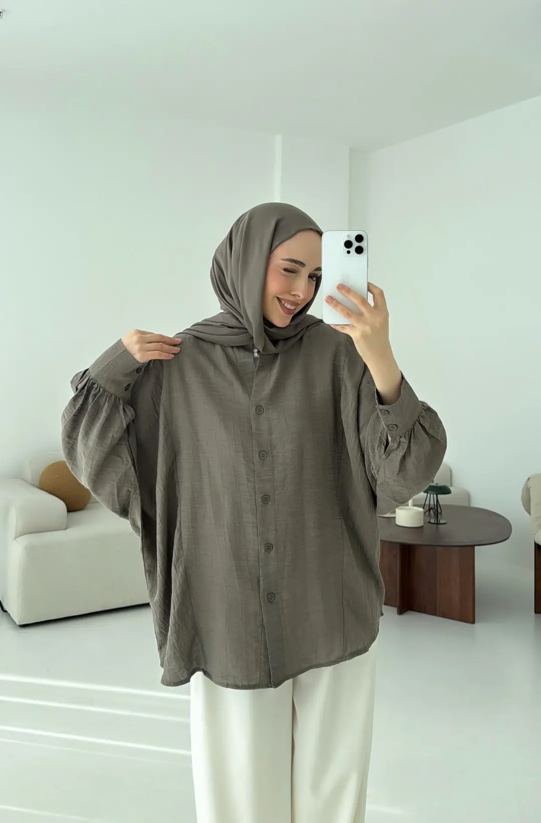 Oversize Premium Gömlek Haki