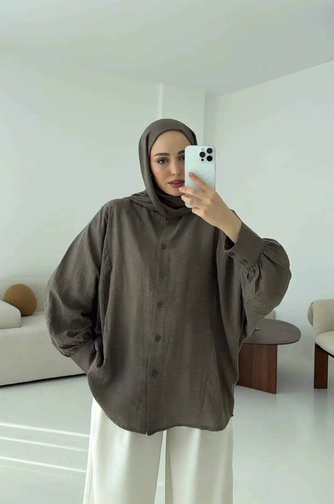 Oversize Premium Gömlek Haki - Görsel 6