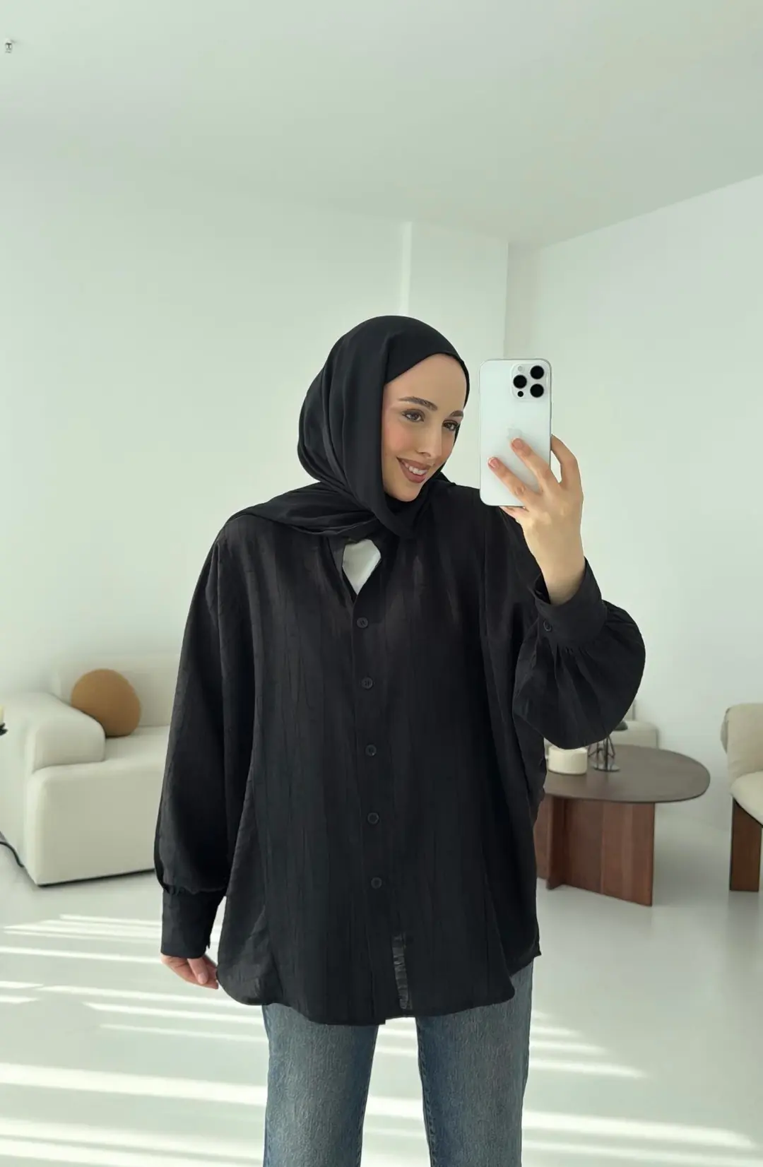 Oversize Premium Gömlek Siyah - Görsel 2