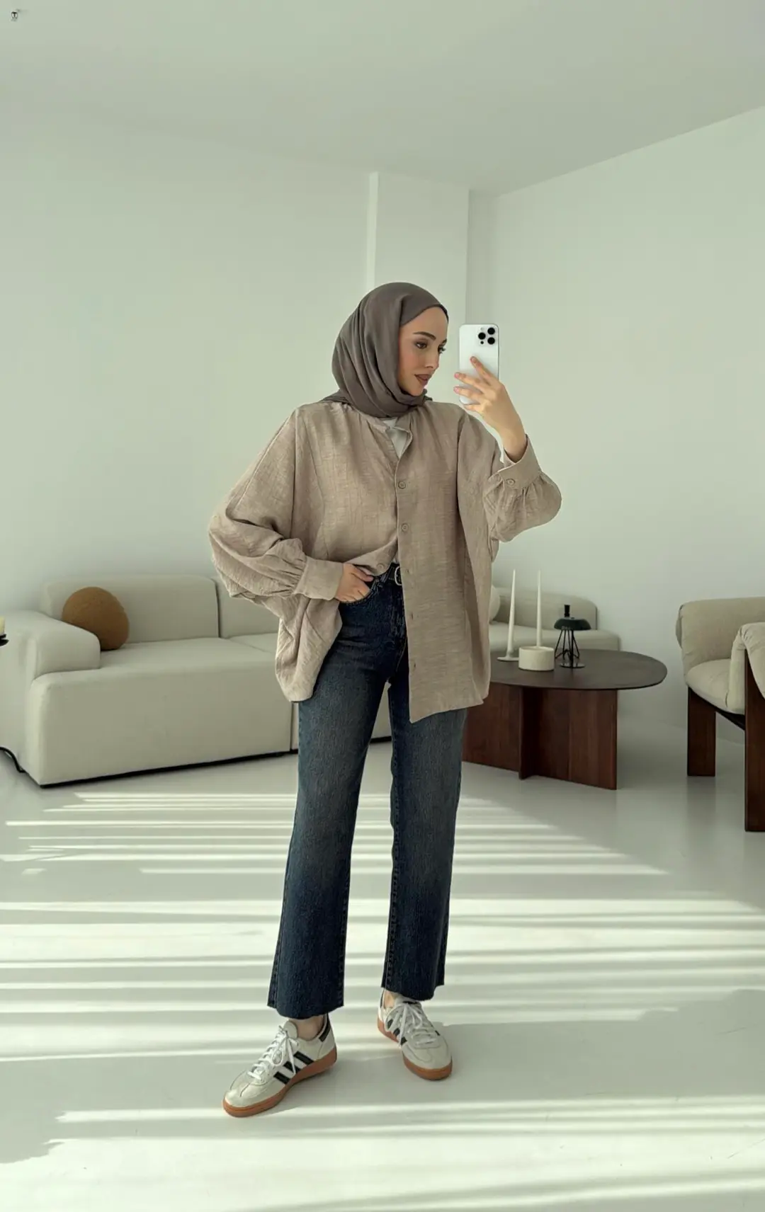 Oversize Premium Gömlek Vizon - Görsel 2