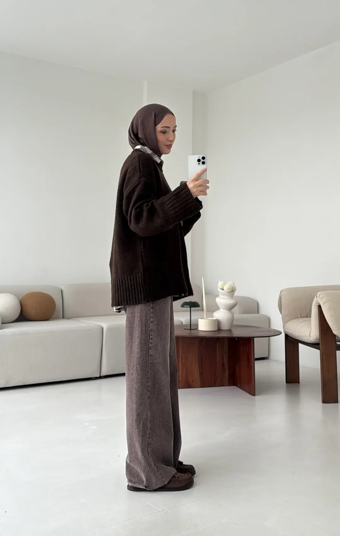 Oversize Soft Triko Kazak Acı Kahve - Görsel 5