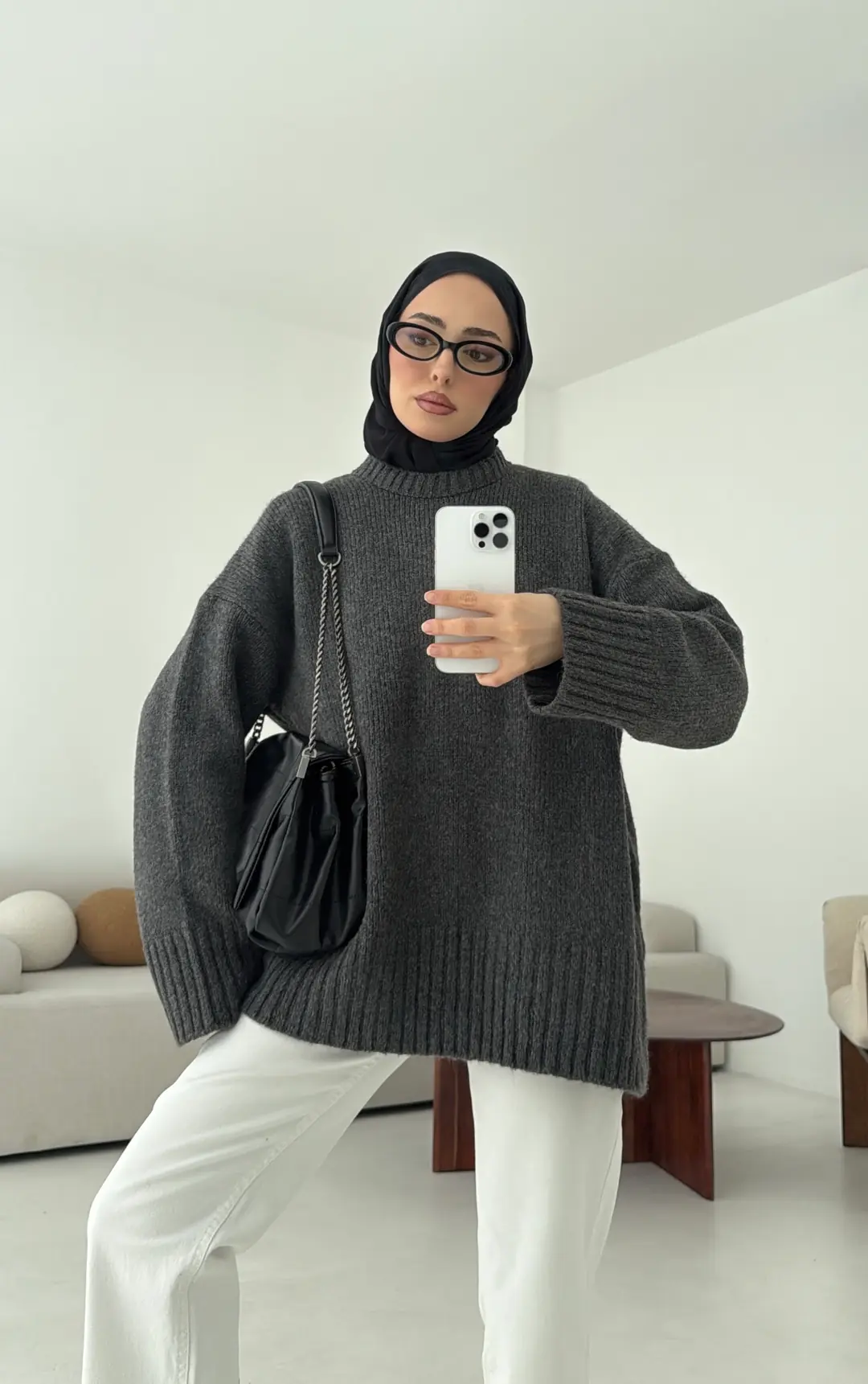 Oversize Soft Triko Kazak Antrasit