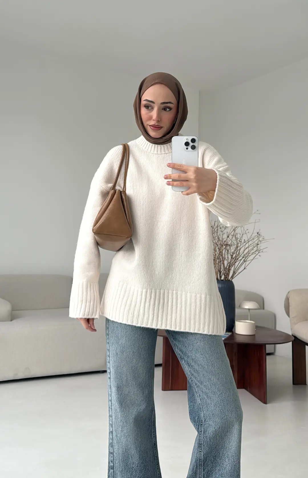 Oversize Soft Triko Kazak Ekru