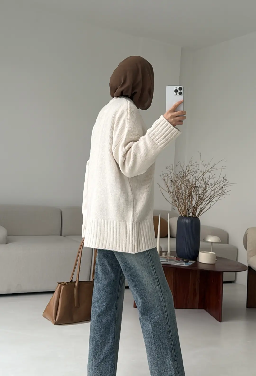 Oversize Soft Triko Kazak Ekru - Görsel 2