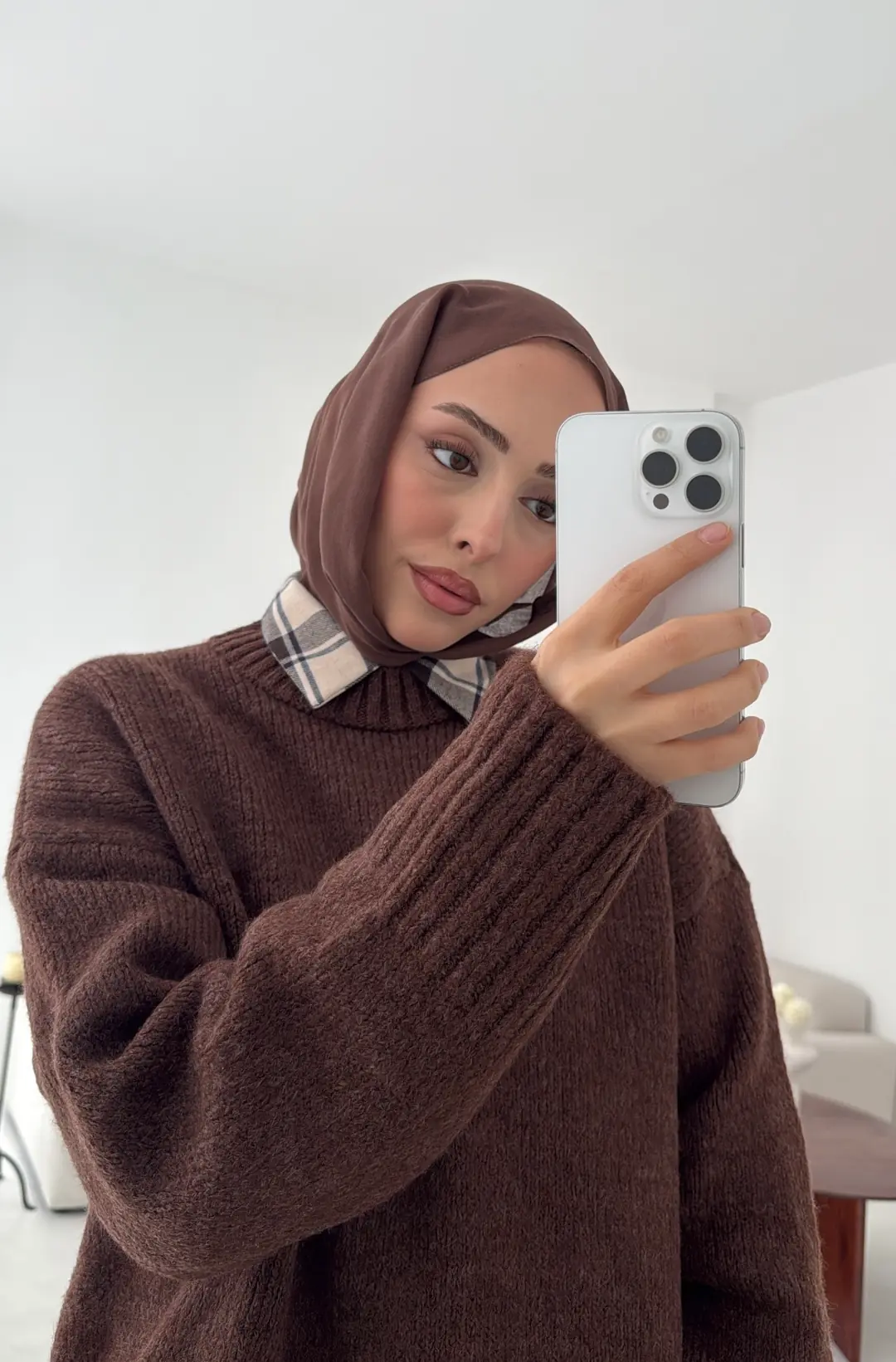 Oversize Soft Triko Kazak Kahve - Görsel 6