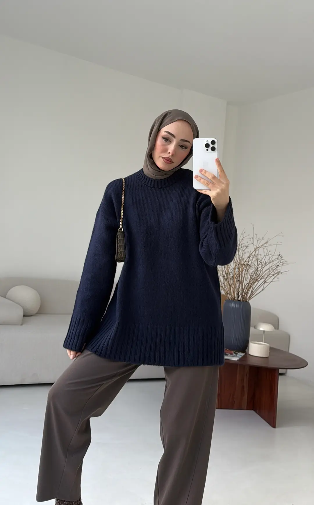 Oversize Soft Triko Kazak Lacivert - Görsel 5