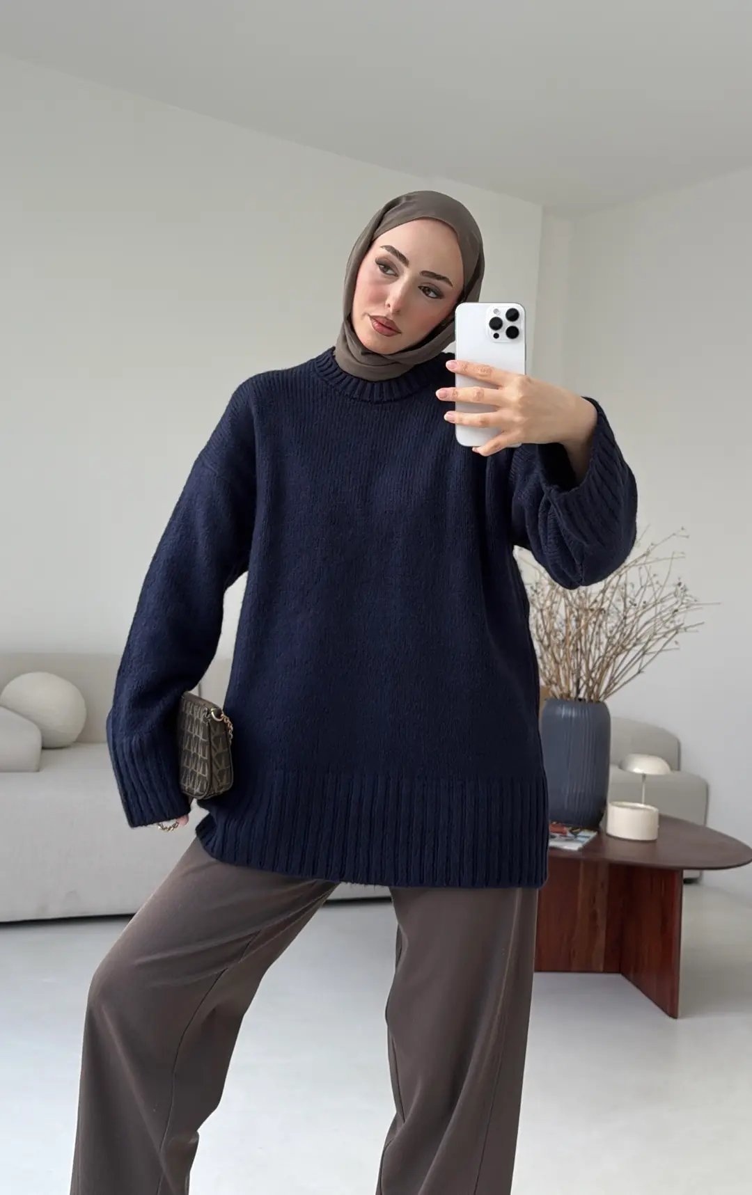 Oversize Soft Triko Kazak Lacivert - Görsel 6