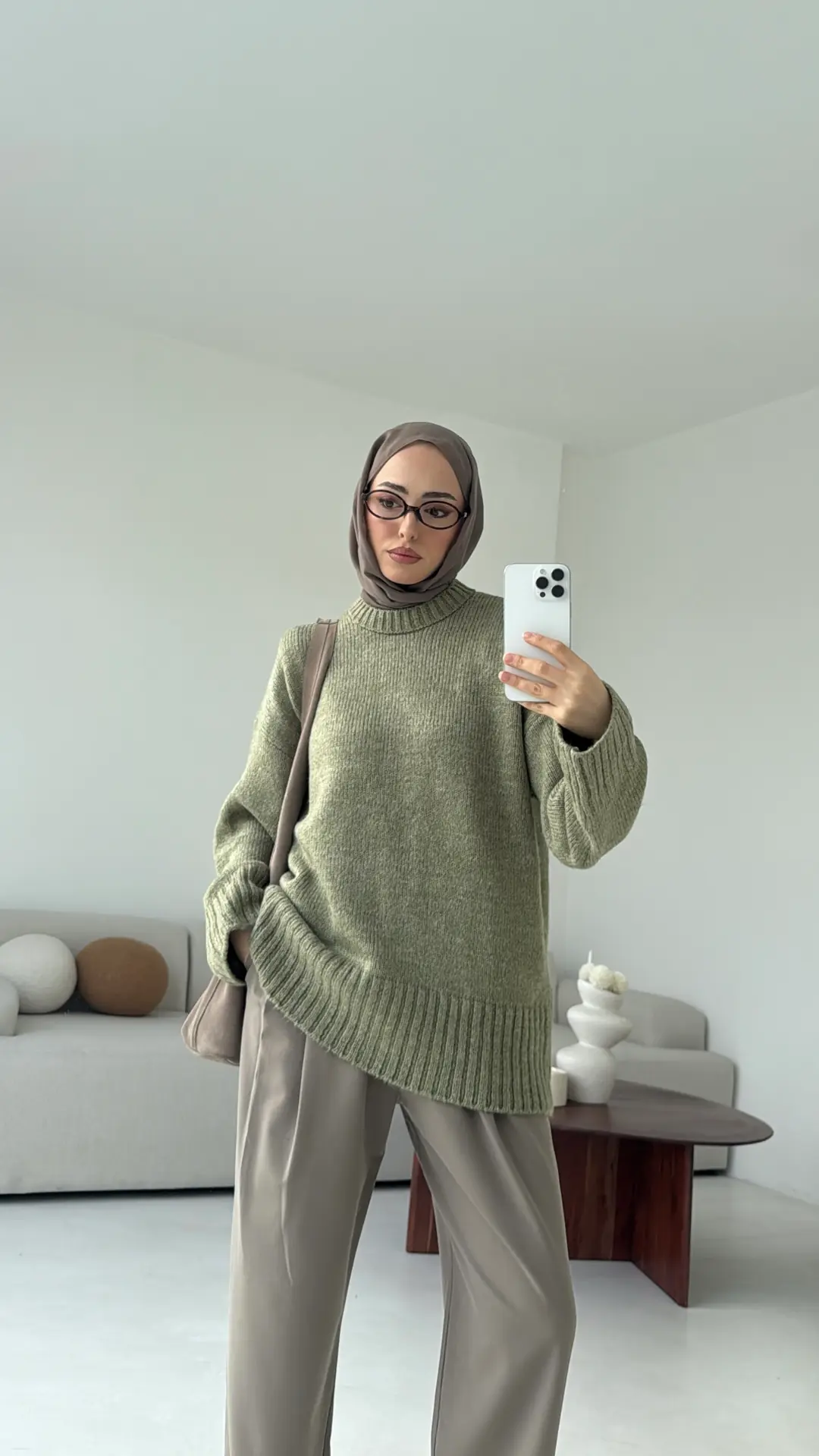 Oversize Soft Triko Kazak Soft Yeşil - Görsel 7