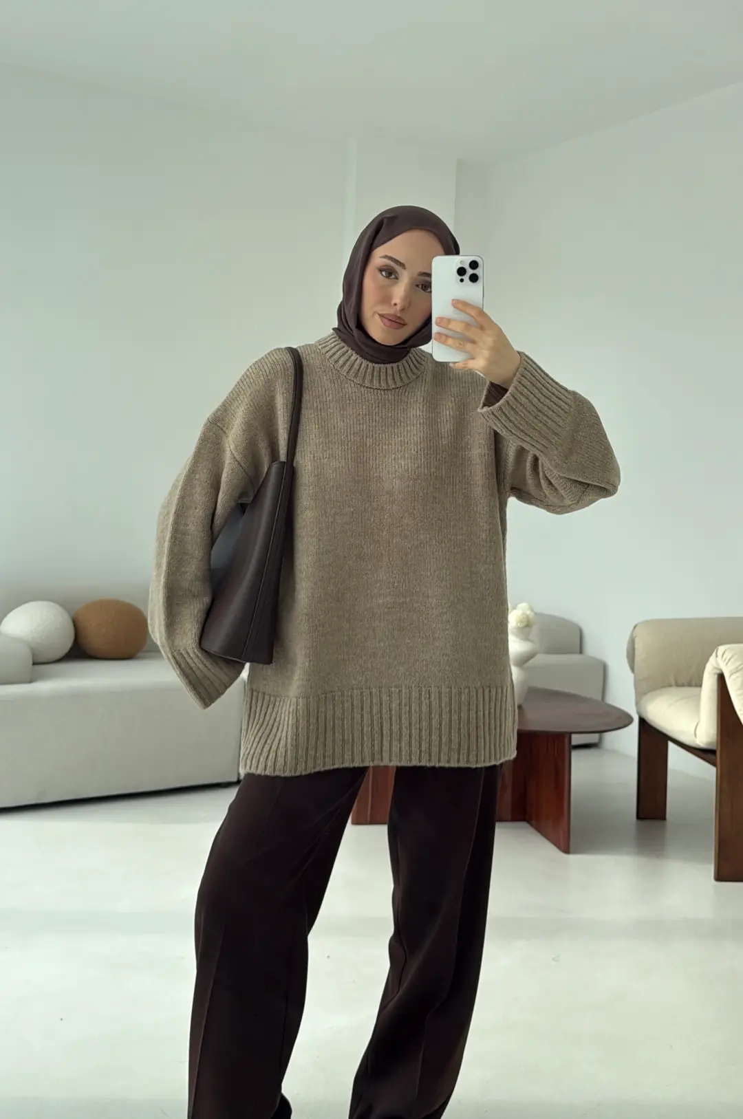 Oversize Soft Triko Kazak Vizon