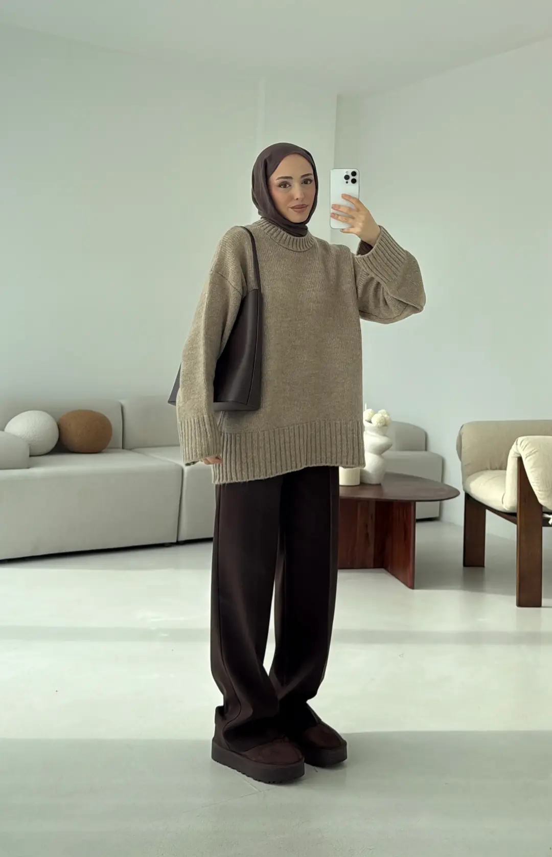 Oversize Soft Triko Kazak Vizon - Görsel 6