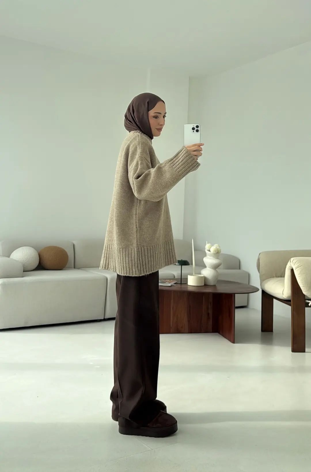 Oversize Soft Triko Kazak Vizon - Görsel 7