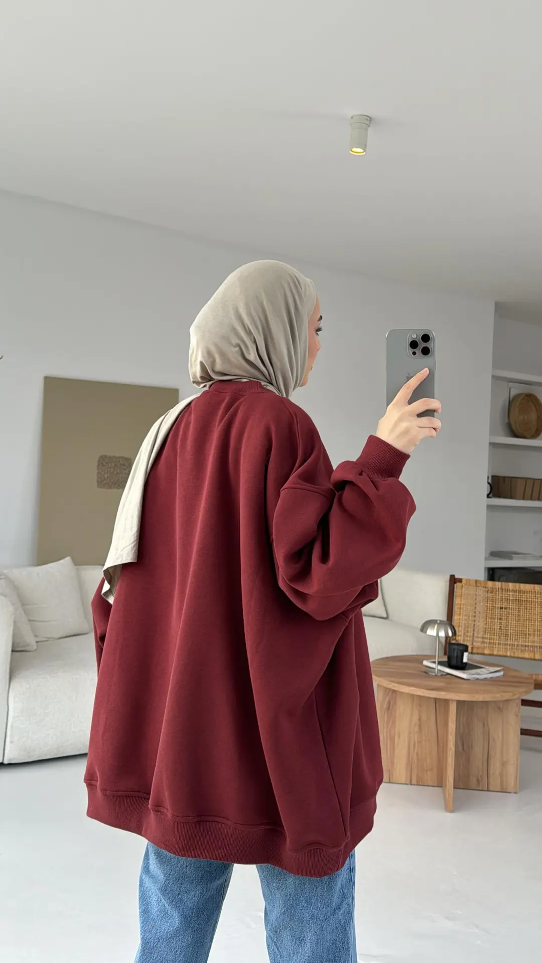 Oversize Üç İplik Sweatshirt - Görsel 3