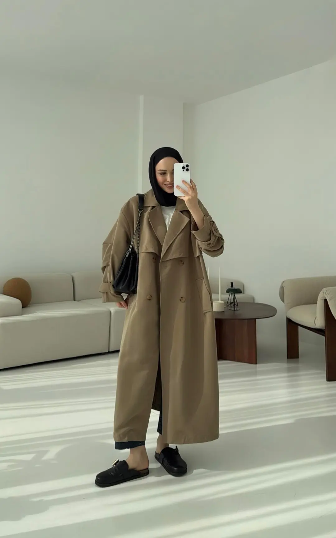 Oversize Vizon Trençkot - Görsel 5