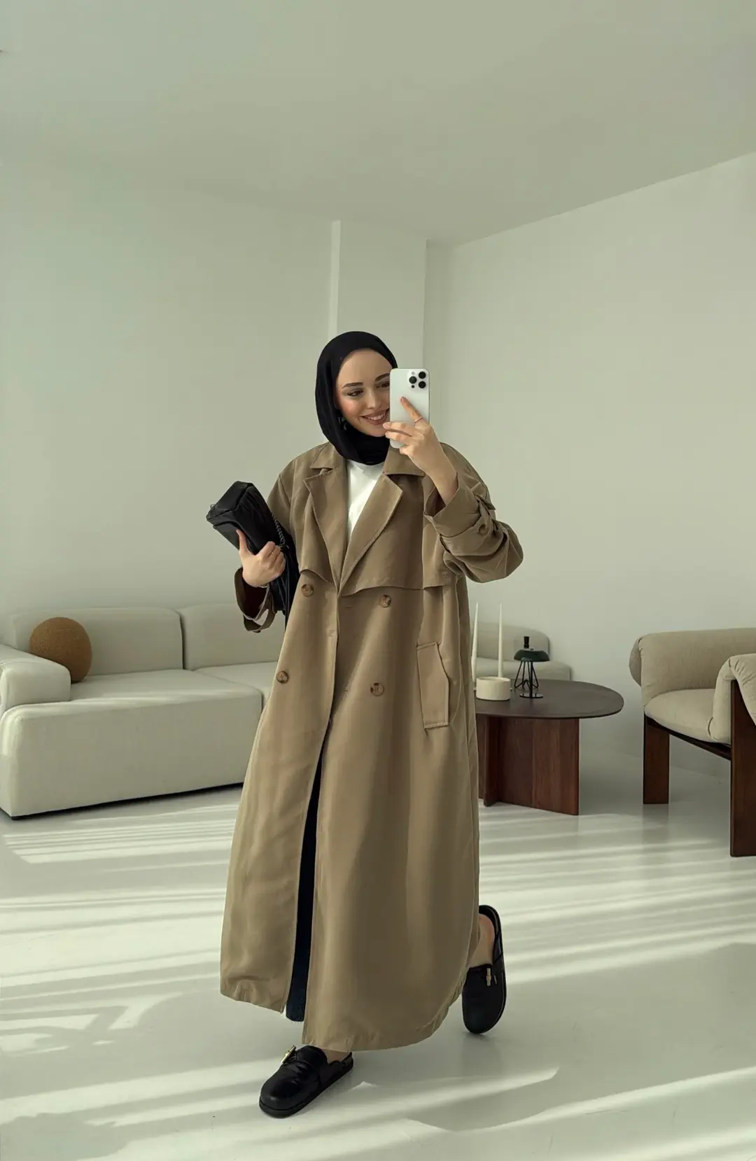 Oversize Vizon Trençkot - Görsel 6