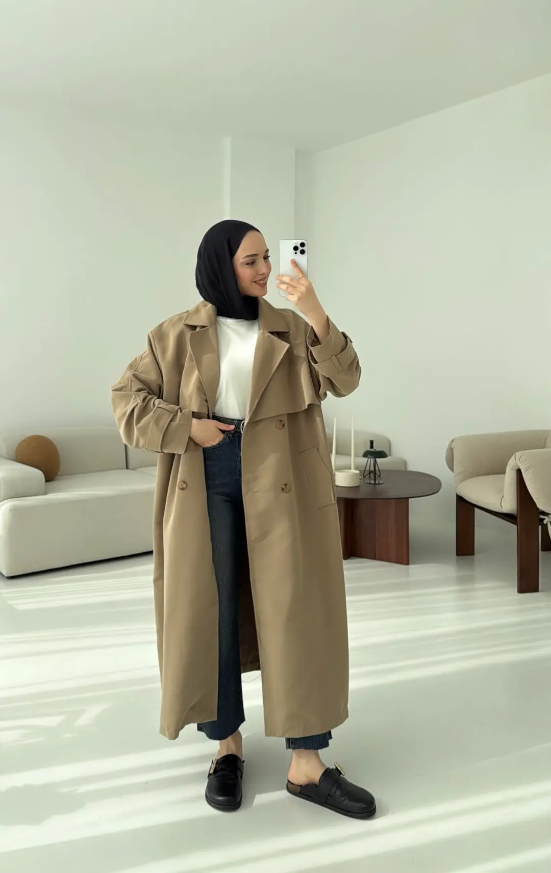 Oversize Vizon Trençkot - Görsel 8