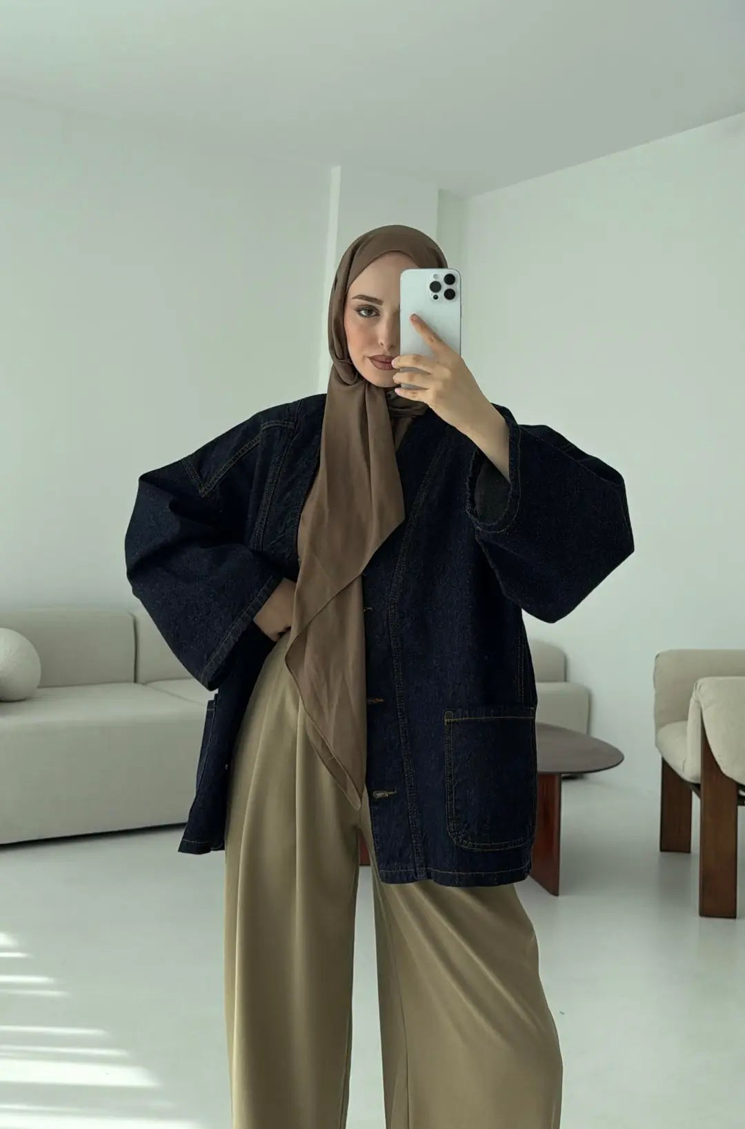 Oversize Wide Denim Ceket - Görsel 4