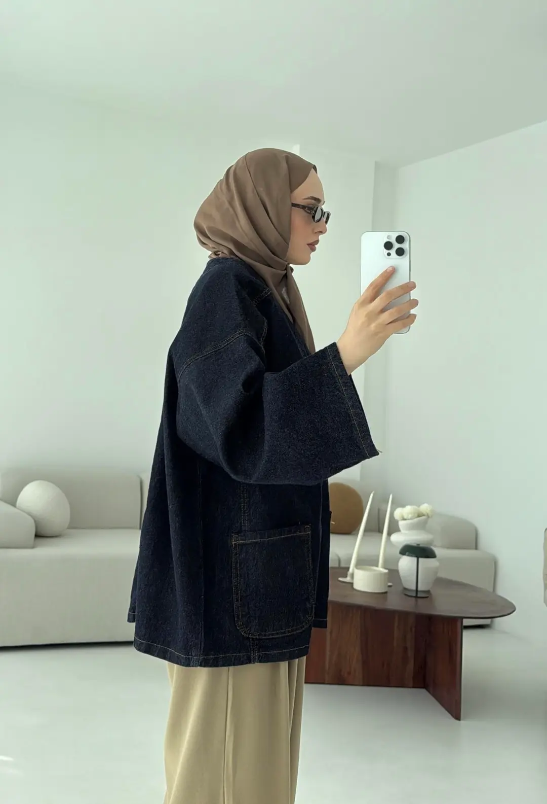 Oversize Wide Denim Ceket - Görsel 6