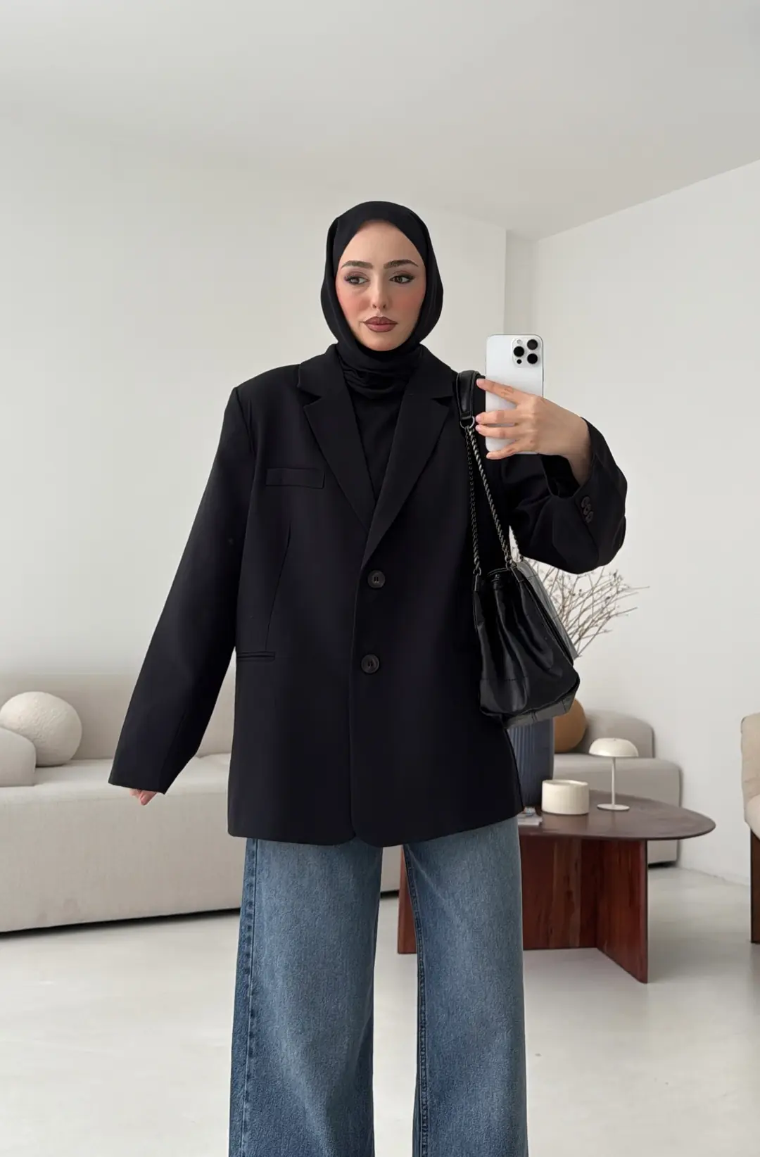 Oversize Yırtmaç Detay Ceket Siyah - Görsel 3