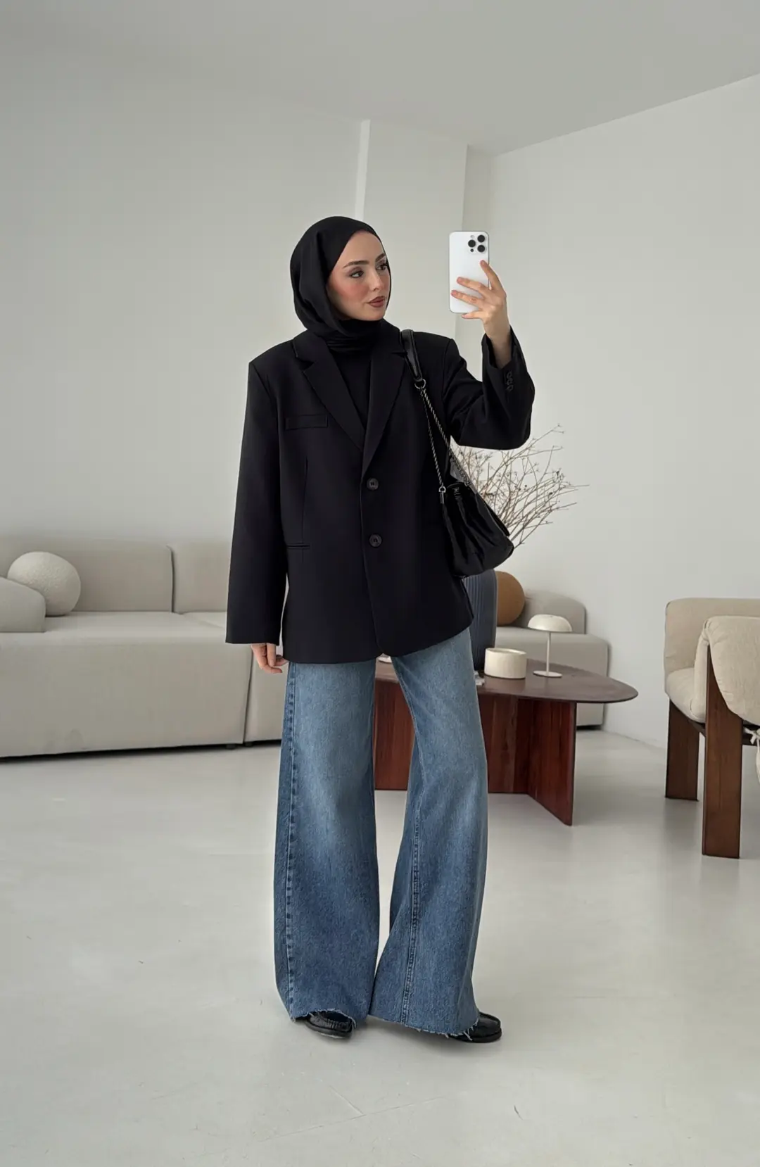 Oversize Yırtmaç Detay Ceket Siyah - Görsel 5