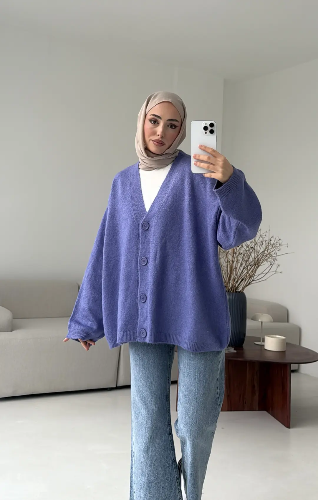 Oversize Yünlü Kazak Lila - Görsel 3