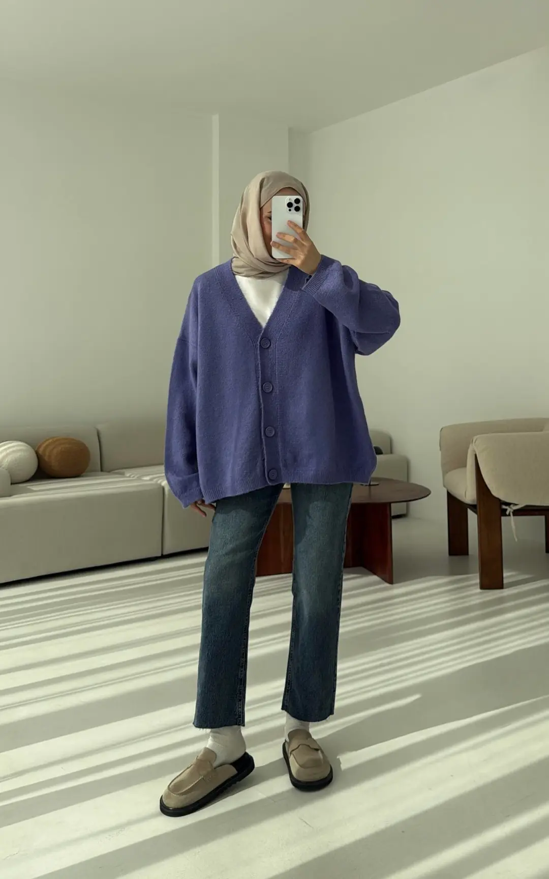 Oversize Yünlü Kazak Lila - Görsel 5