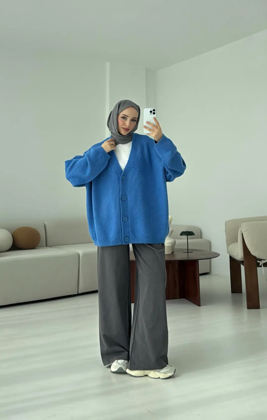 Oversize Yünlü Kazak Mavi - Görsel 2