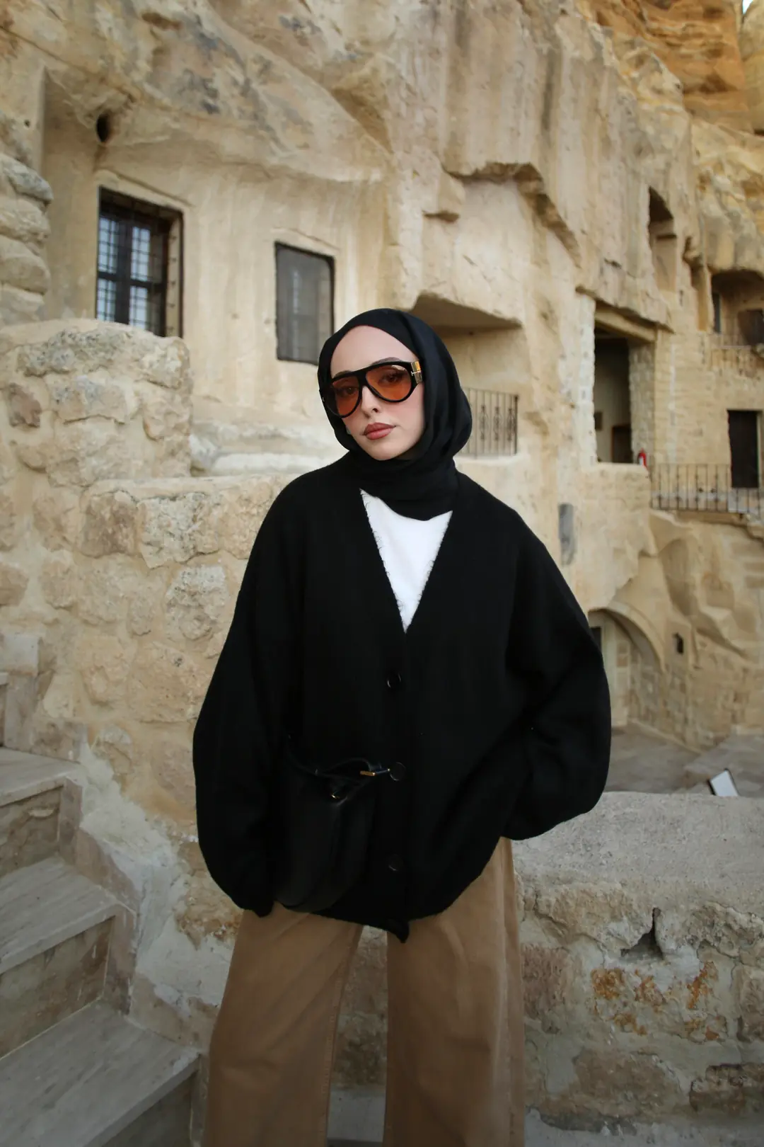 Oversize Yünlü Kazak Siyah