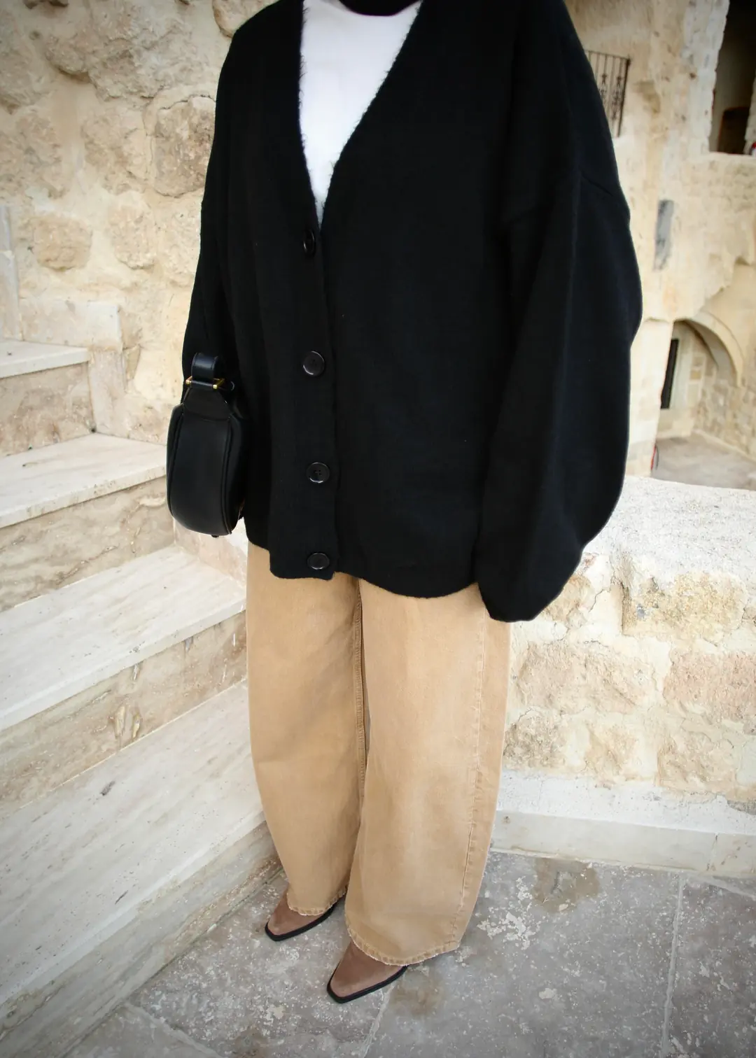 Oversize Yünlü Kazak Siyah - Görsel 3