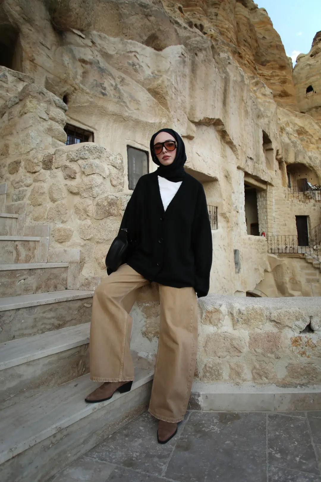 Oversize Yünlü Kazak Siyah - Görsel 6