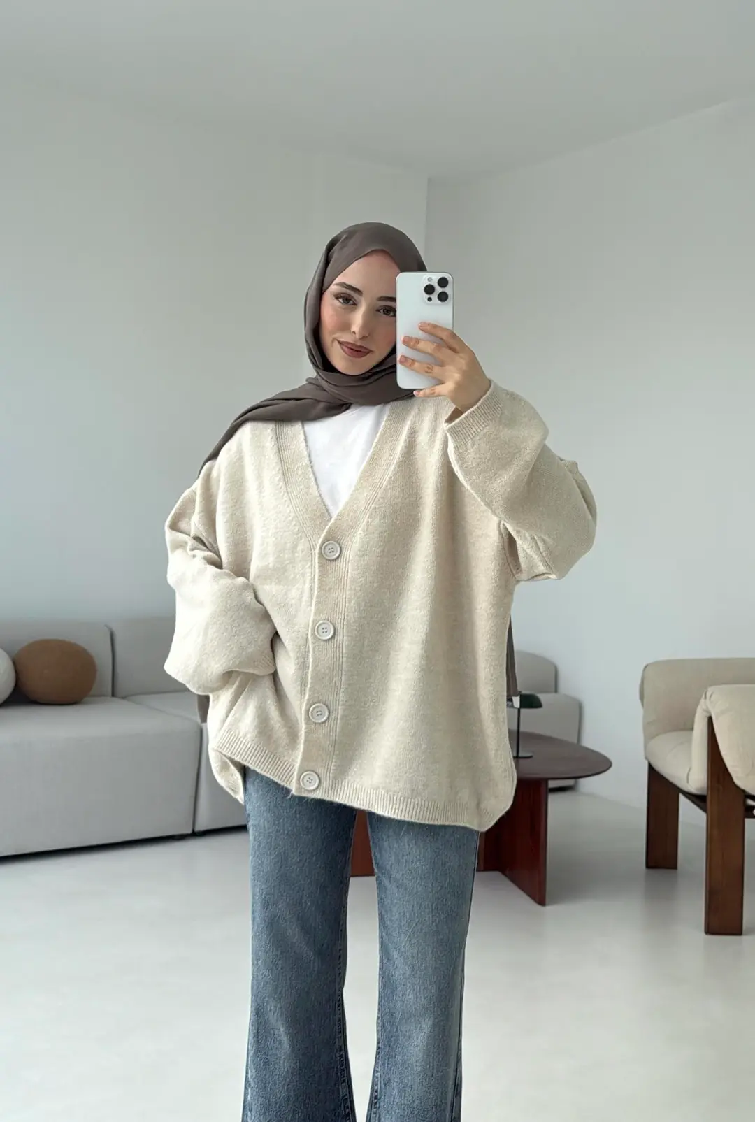 Oversize Yünlü Kazak Taş - Görsel 3